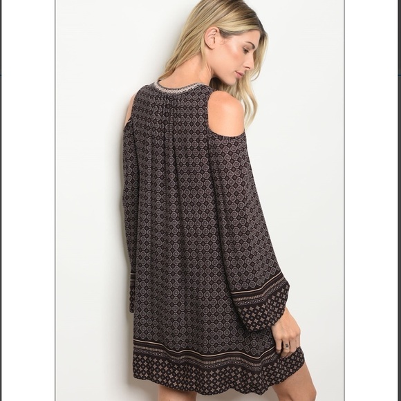 Boho Tassel Floral Cold Shoulder Dress - Picture 3 of 3